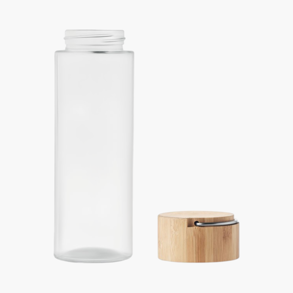 PDP - amelandglassbottle500mlbamboolid square #F8F8F8 background