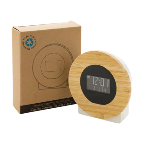 Utah RCS Recycled ABS and Bamboo LCD Desk Clock
