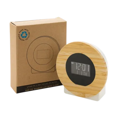 Orologio da Scrivania LCD in ABS Riciclato RCS e Bambù