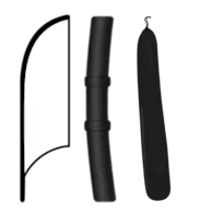 Flag with pole system of fiberglass and bag
