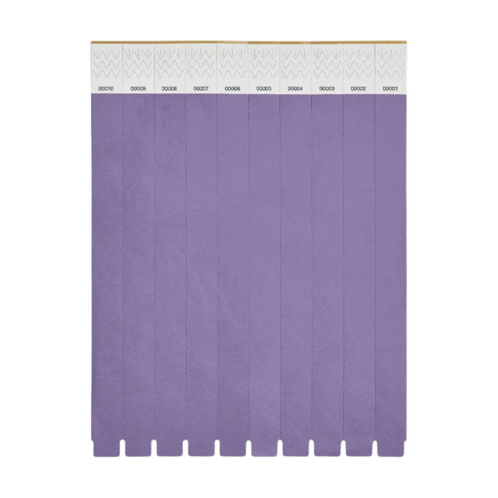 ICON - tyvekonesheetof10wristbands violet