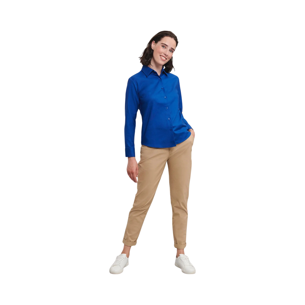 PDP - russellladieslslclassicoxfordshirt square #00000000 background