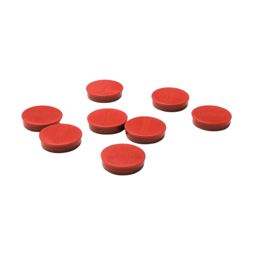 Set de 8 imanes rojos ⌀2 cm
