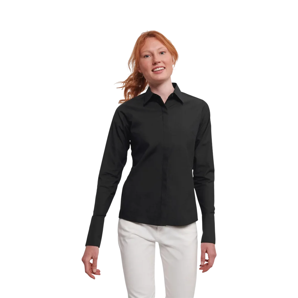 PDP - russellladieslslfittedultimatestretchshirt square #00000000 background