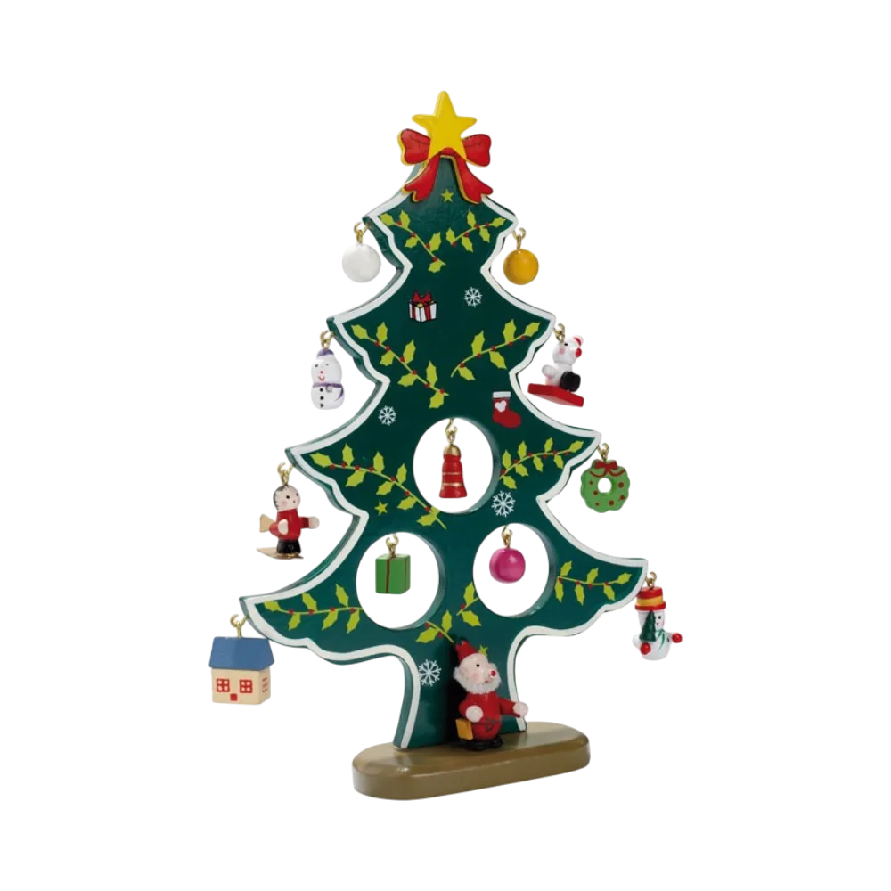 PDP - woodtreewoodenchristmastreewith12assortedtreehanger square #00000000 background