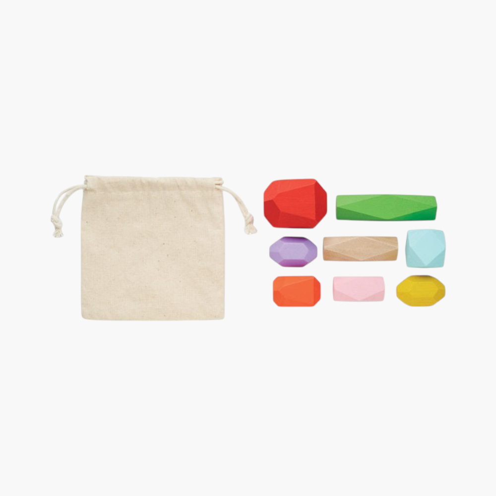 PDP - dolmen8stackingwoodrocksinpouch square #F8F8F8 background