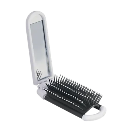 Foldable Hairbrush with Mirror