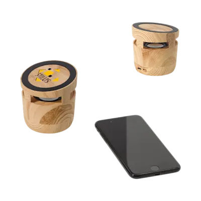 Altoparlante con Effetto Legno e Caricatore Wireless