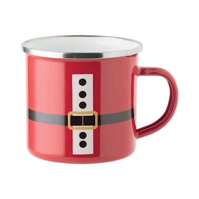 Tazza Vintage in Metallo Smaltato con Babbo Natale