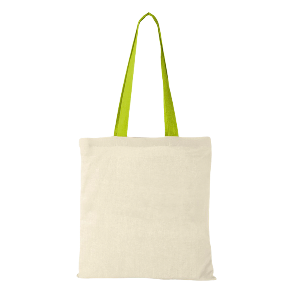 m² cotton tote bag coloured handles lime green