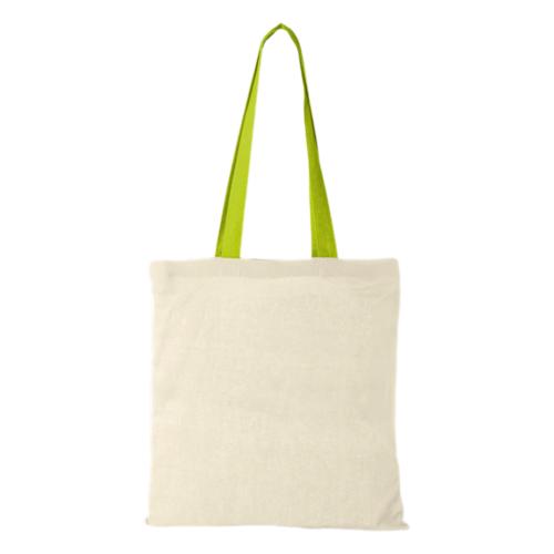 m² cotton tote bag coloured handles lime green