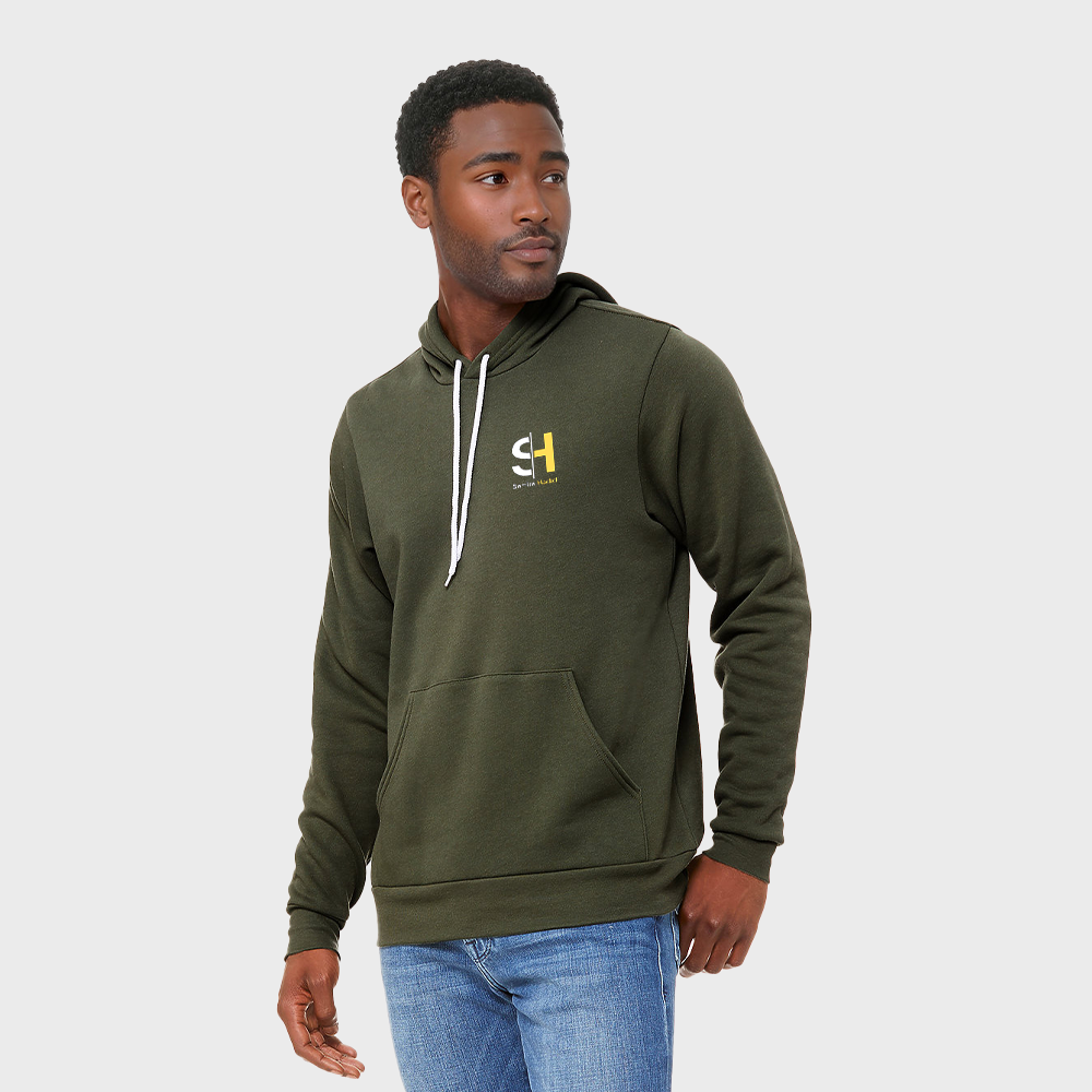 unisexfleecepulloverhoodiebellacanvas setting2