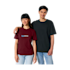 Couple wearing burgundy and black Stanley/Stella Creator 2.0 cotton t-shirts