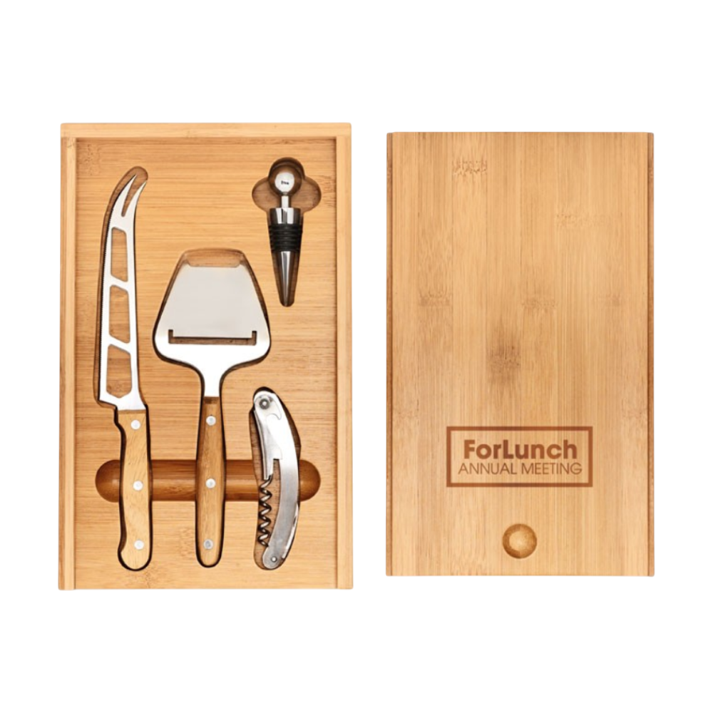 Set Formaggio e Vino in Bambù