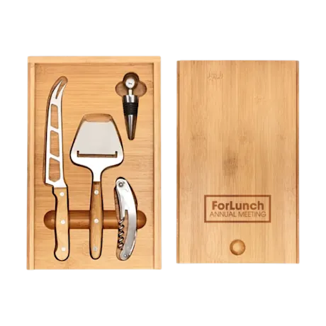 Bamboo Cheese and Wine Set
