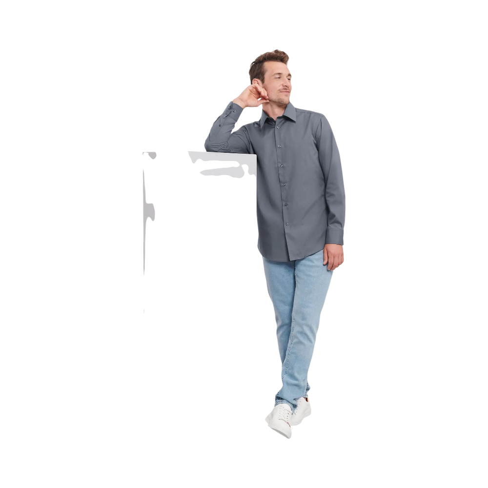 PDP - russellmenlsltailoredpolycotpoplinshirt square #00000000 background