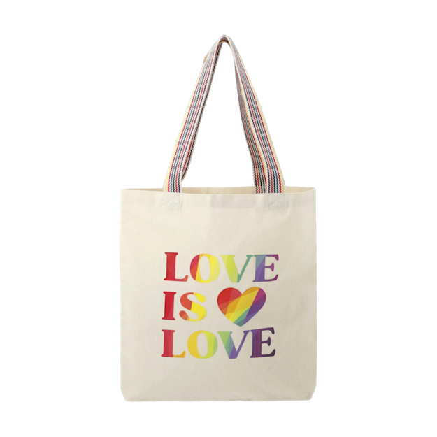 PDP - rainbowrecycled6ozcottonconventiontote square grey background