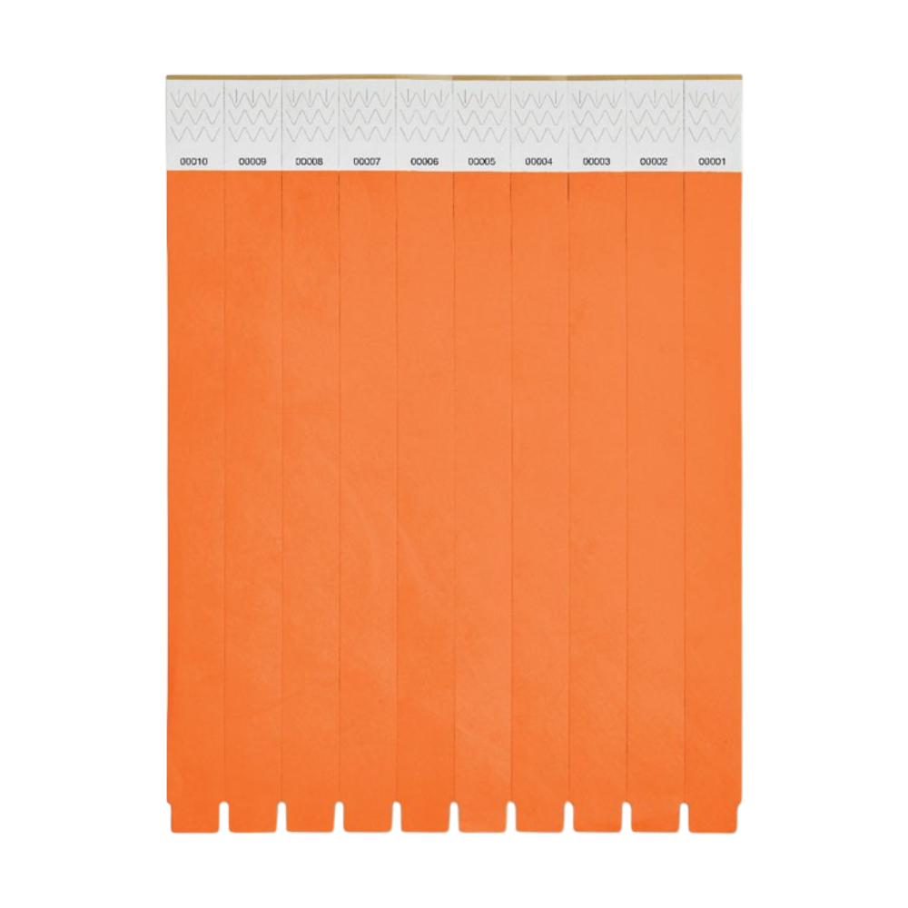 ICON - tyvekonesheetof10wristbands orange