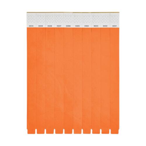 ICON - tyvekonesheetof10wristbands orange