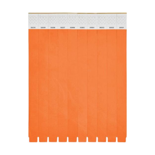 ICON - tyvekonesheetof10wristbands orange