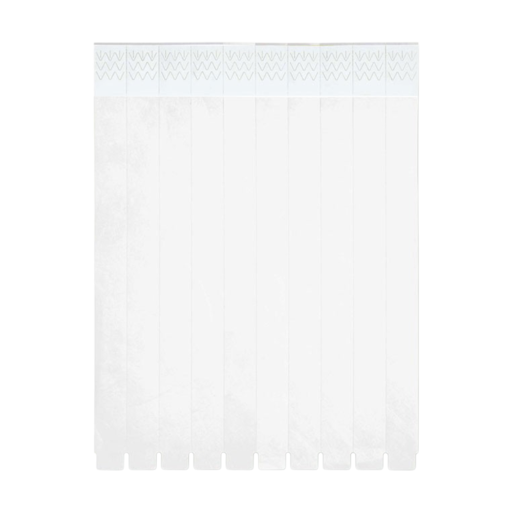 ICON - tyvekonesheetof10wristbands white