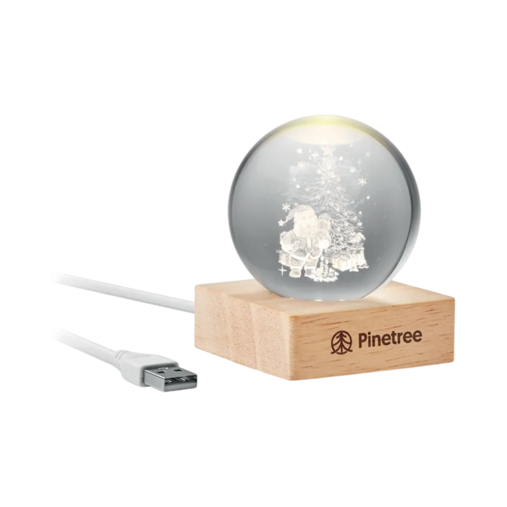 PDP - glasschristmasballornamentwithledlight100lumensonarubberwoodbase square #00000000 background