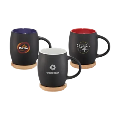 Ceramic Mug with Wooden Coaster