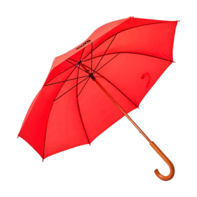 Umbrella with Curved Wooden Handle