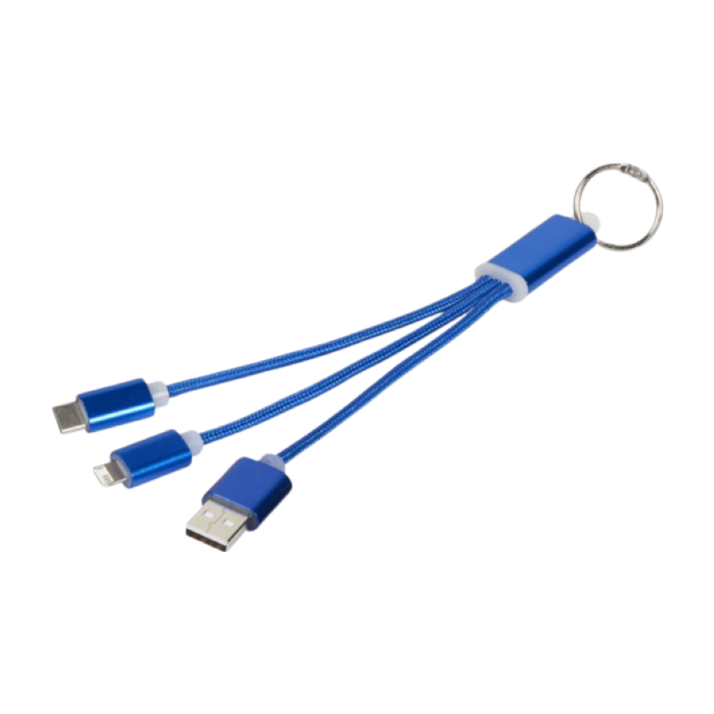 Metal 3-in-1 charging cable blue