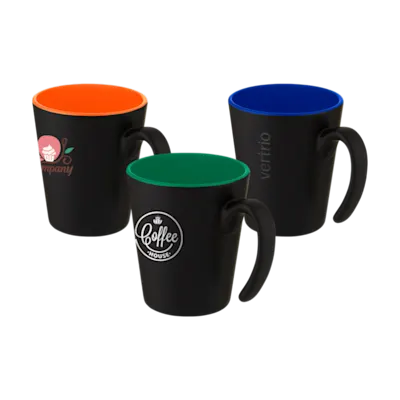 Modern Handle Matt Black Mug with Coloured Inside