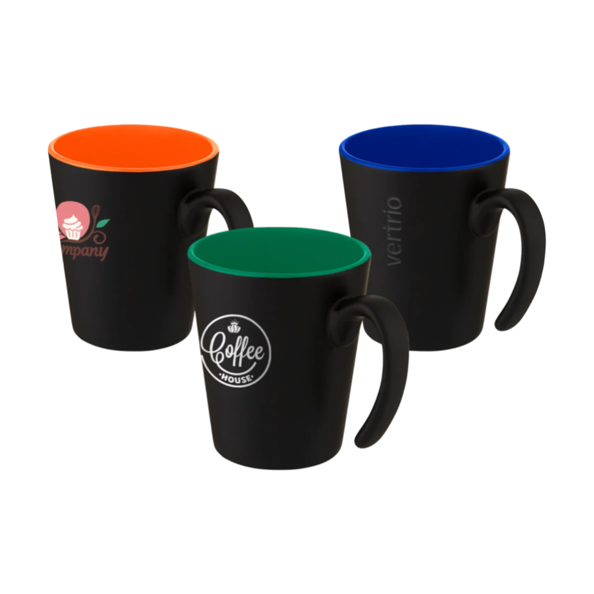 Modern Handle Matt Black Mug with Coloured Inside main image