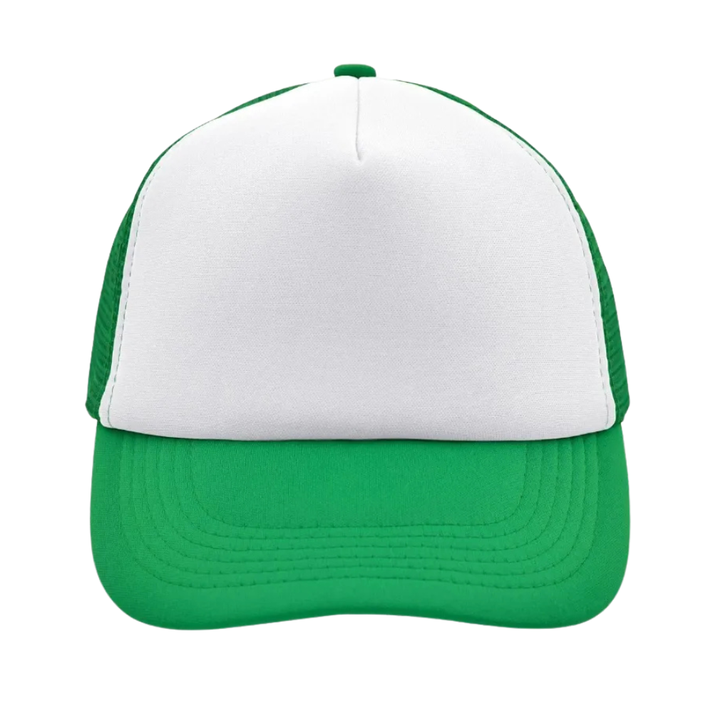 56. 5panelpolyestermeshcap white fern green