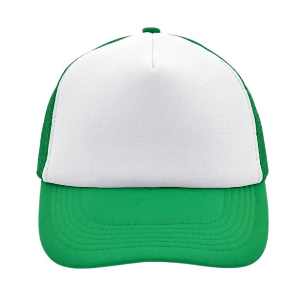 56. 5panelpolyestermeshcap white fern green