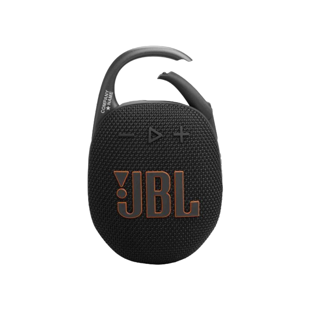 Enceinte Bluetooth portable JBL Clip 5 noire non imprimée avec mousqueton intégré