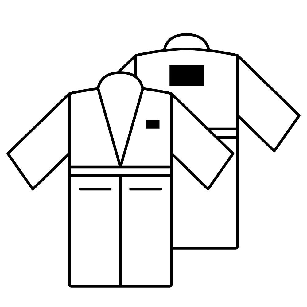 Petto sinistro 8 x 5 cm + Schiena grande 20 x 12 cm