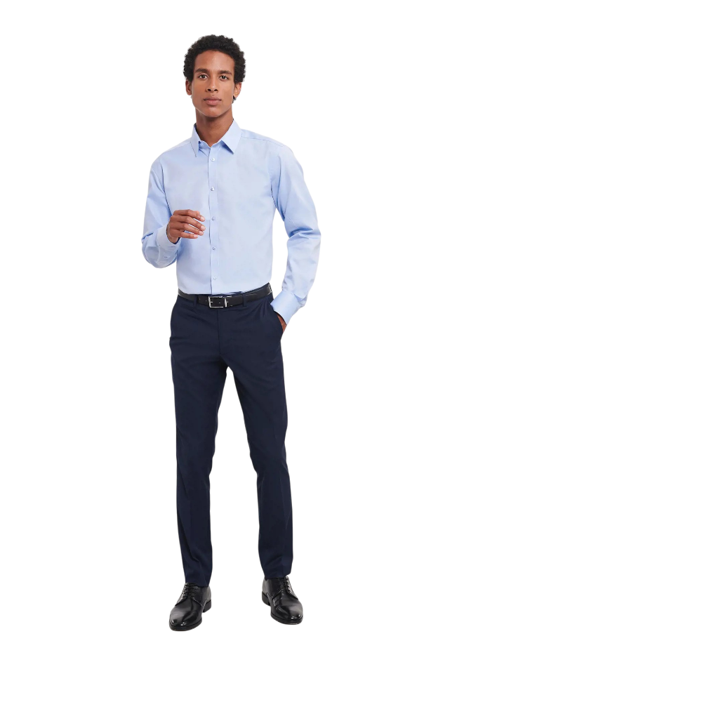 PDP - russellmenlsltailoredherringboneshirt square #00000000 background