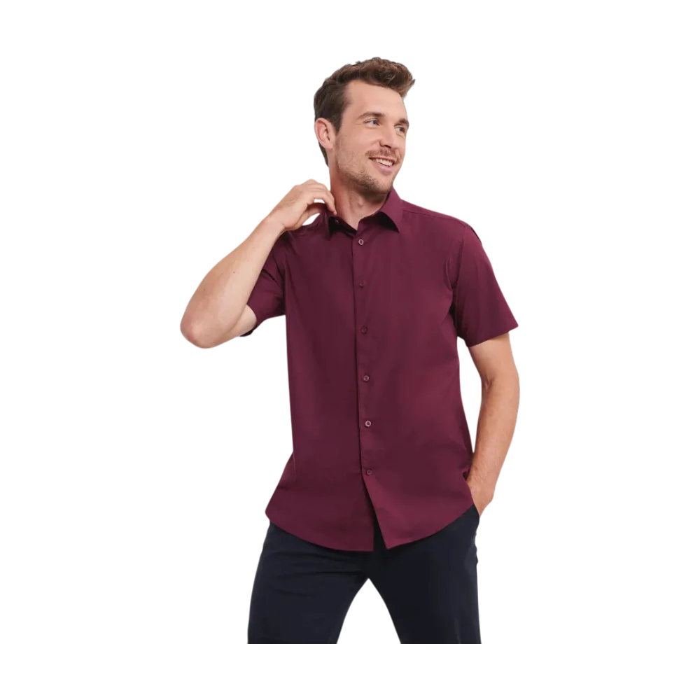 PDP - russellmenshortsleevefittedstretchshirt square #00000000 background