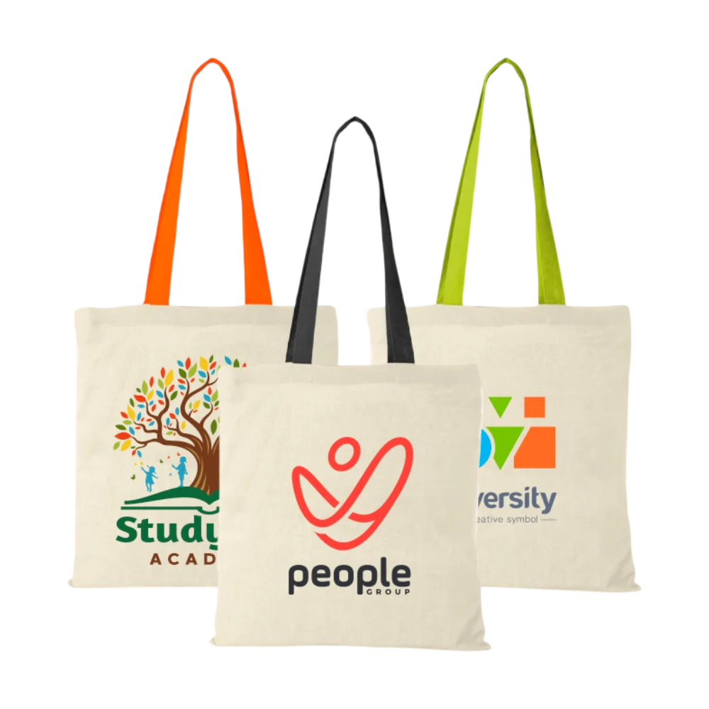 m² cotton tote bag coloured handles PDP