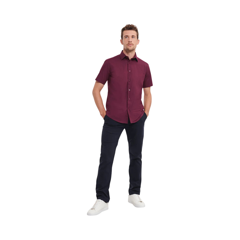 PDP - russellmenshortsleevefittedstretchshirt square #00000000 background