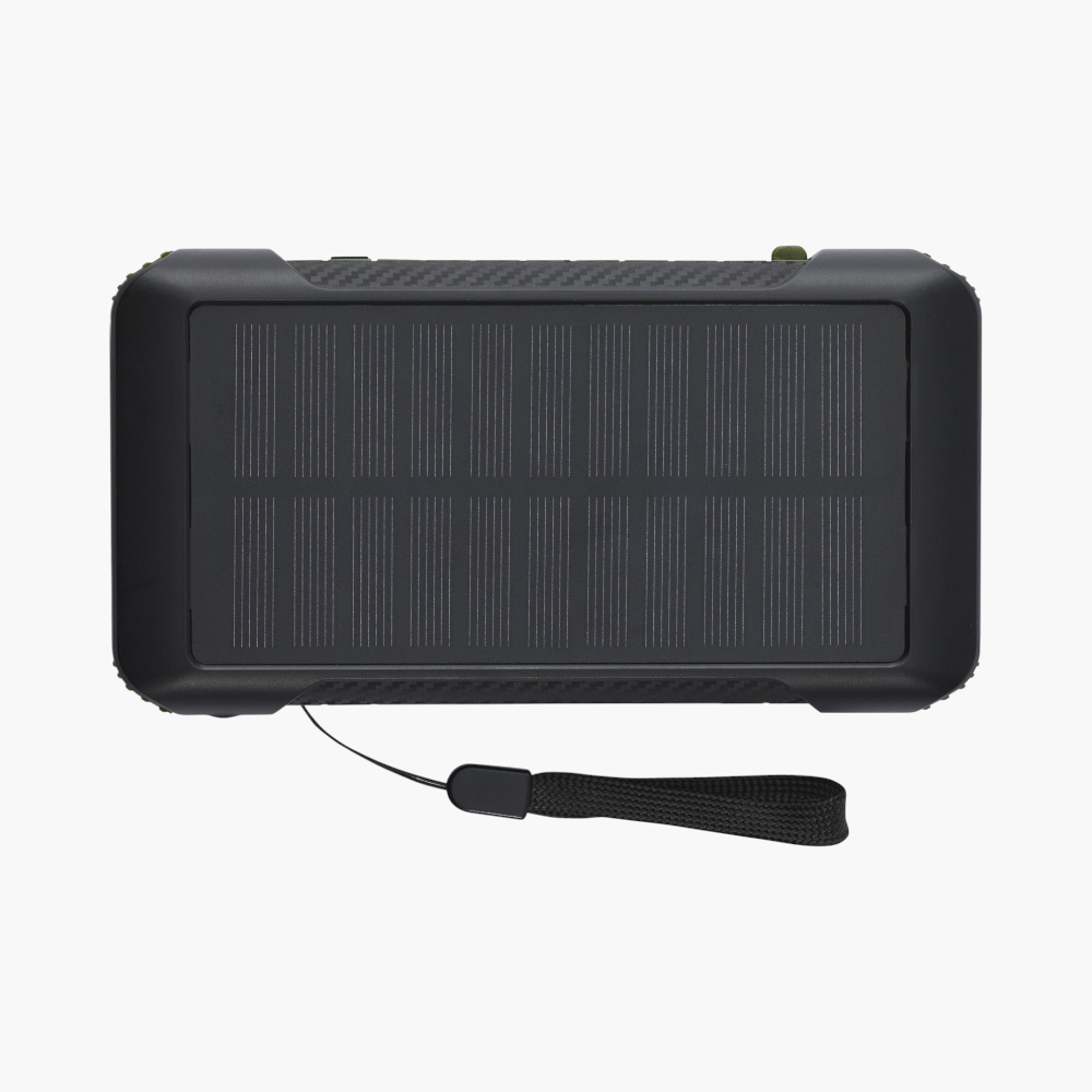 PDP - soldy10000mahrcsrecycledplasticsolardynamopowerbank square #F8F8F8 background