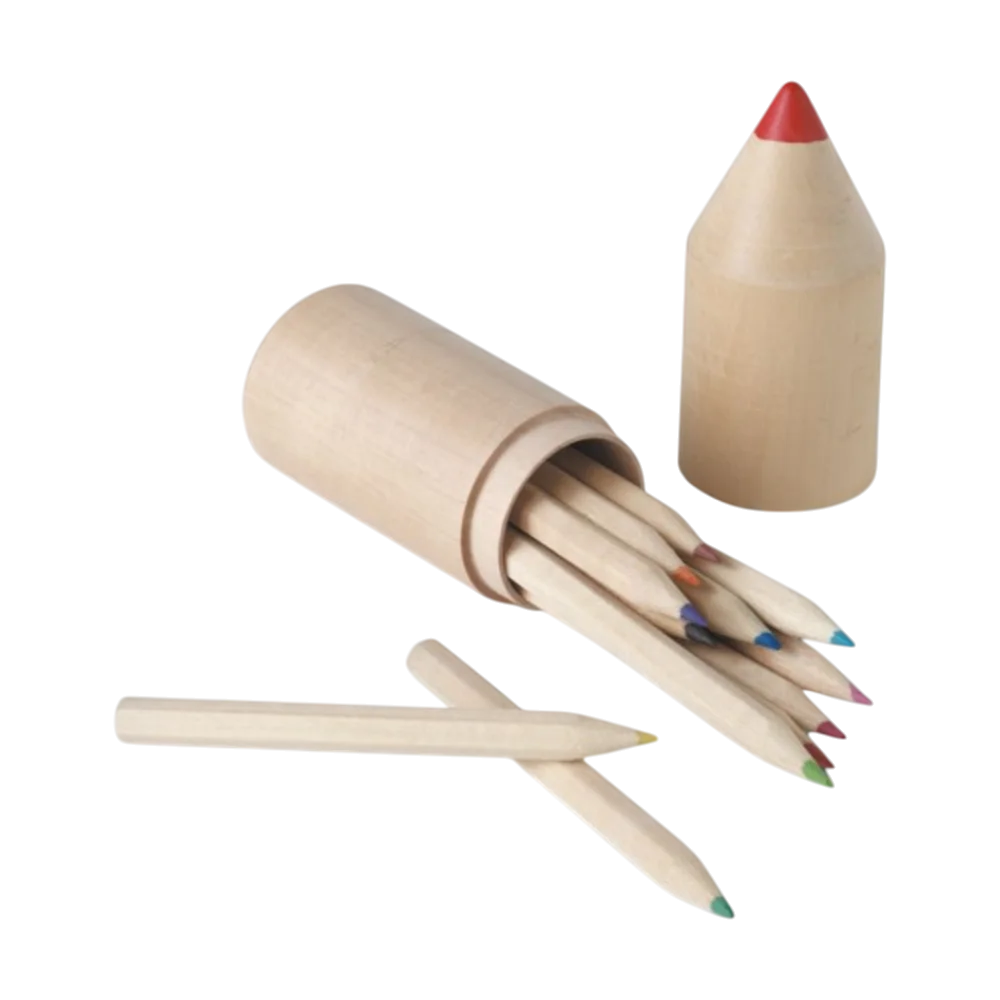 PDP - coloret12pencilsinwoodenbox square #F8F8F8 background