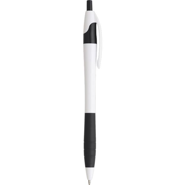 cougarrubbergripballpointpen white w black trim