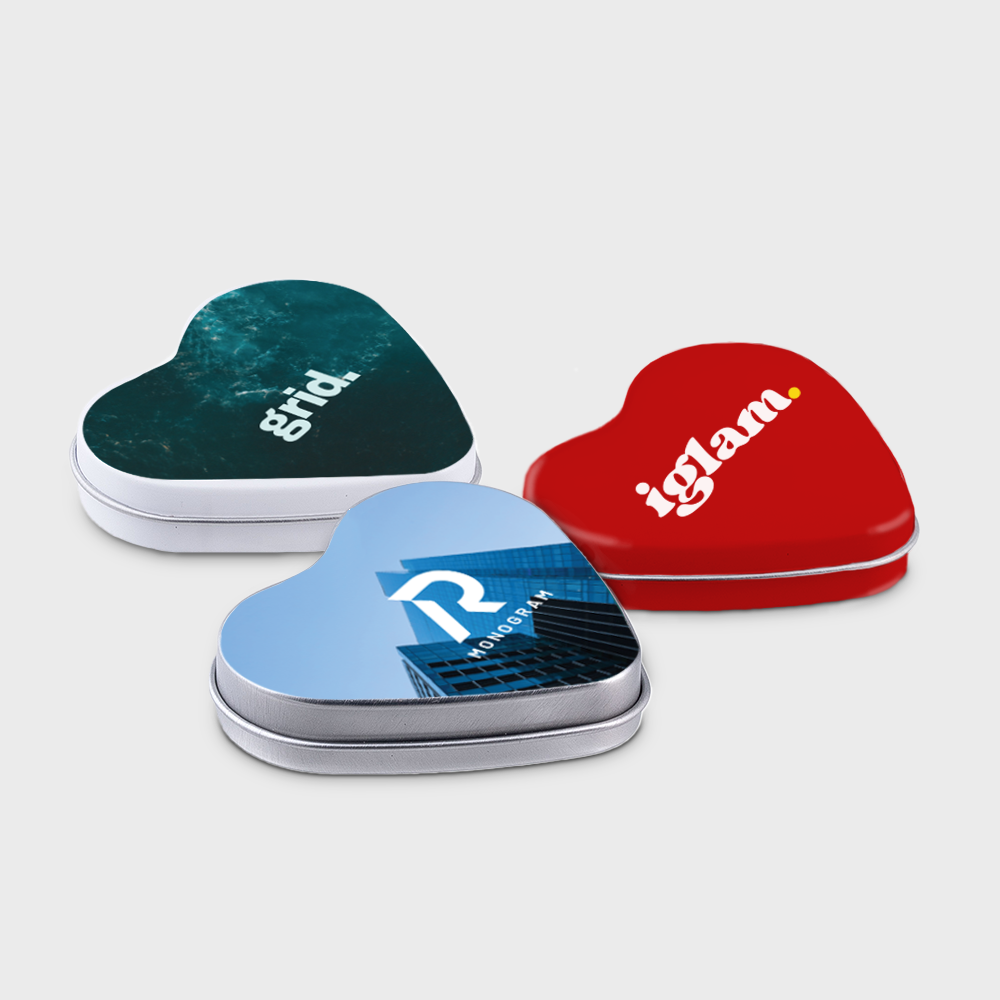 Hartenblikje met chocolade hartjes