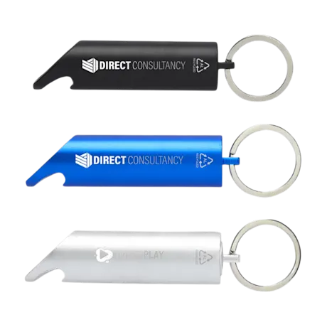Flare RCS Recycled Aluminium LED Light and Bottle Opener with Keychain
