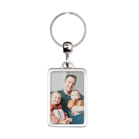 Rectangular Stainless Steel Photo Keyring