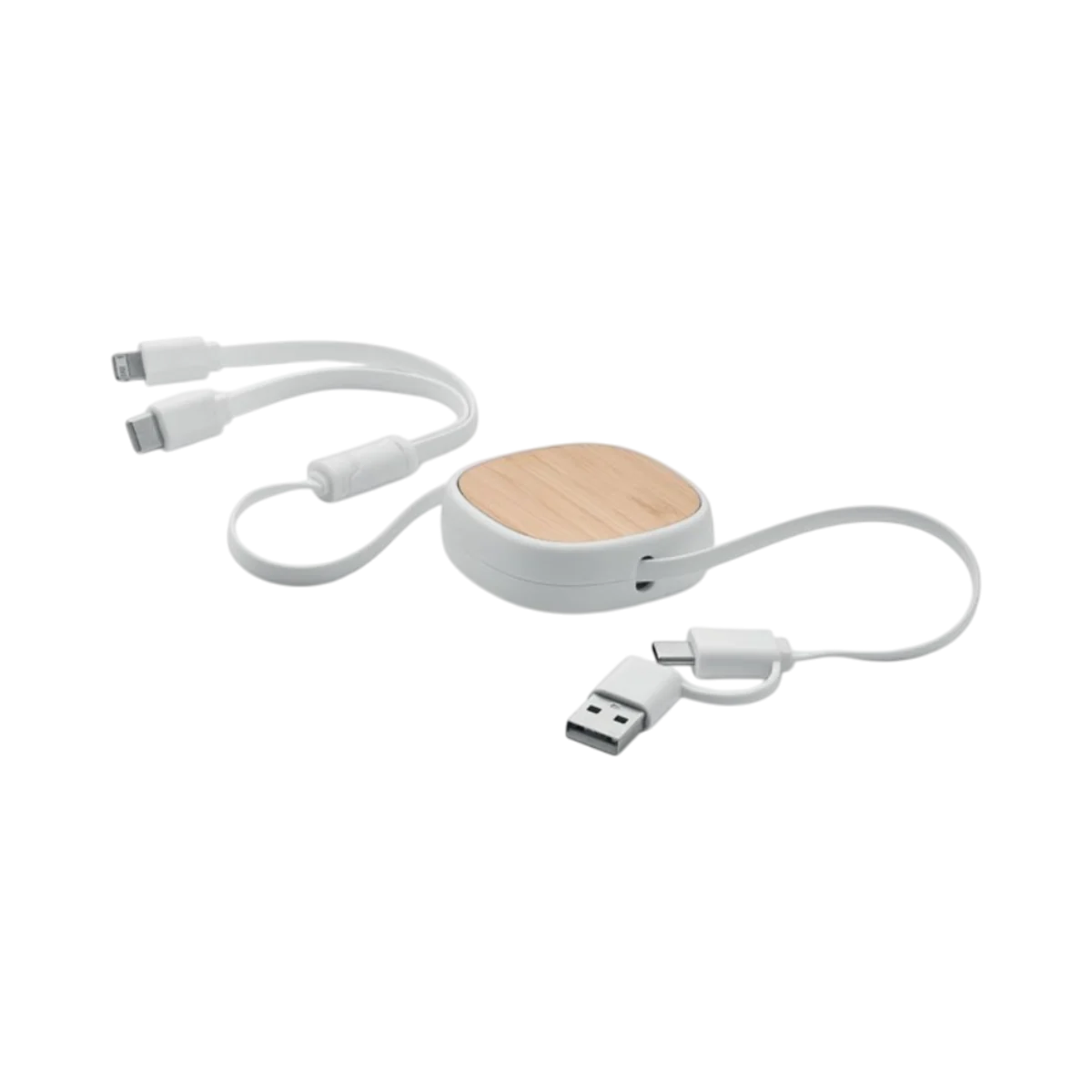Bamboo Retractable USB Charging Cable main image