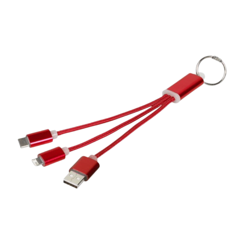 Metal 3-in-1 charging cable red
