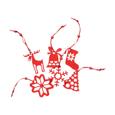 Set di 6 Addobbi per Albero in Feltro PET ROUGE
