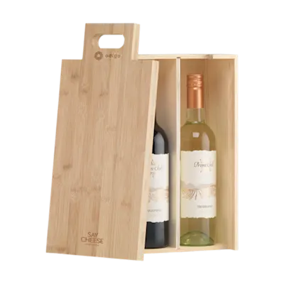 Scatola di vino Rackpack e tagliere di formaggi in uno
