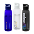 Drie Sky 650 ml waterflessen in blauw, transparant en zwart